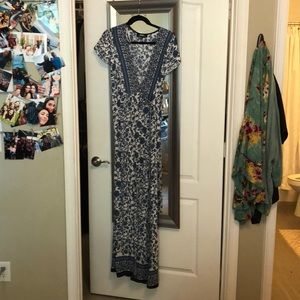 Lulus blue wrap maxi dress
